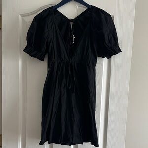 Women’s cotton Black Puff Sleeve Dress